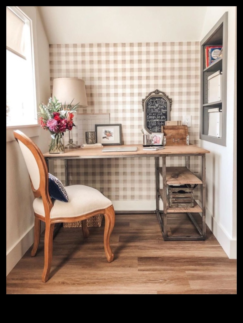 ديكور مكتب ريفي فرنسي لمساحة عمل كلاسيكية