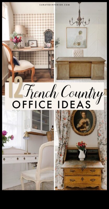 ديكور مكتب ريفي فرنسي لمساحة عمل كلاسيكية