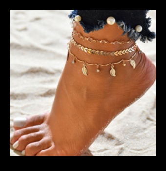 خلخال شاطئي أنيق على شاطئ البحر لإبهار كاحلك 4 أناقة شاطئ البحر: زيّن كاحلك بالخلخال الشاطئي